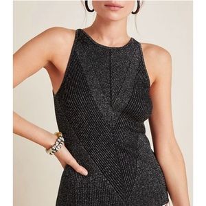 Anthropologie Gemma Sparkle Ribbed High Neck Tank